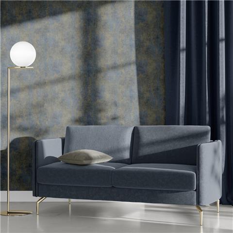 Elle 4 Wallpaper Metallic Concrete Plain 10438-08 Blue