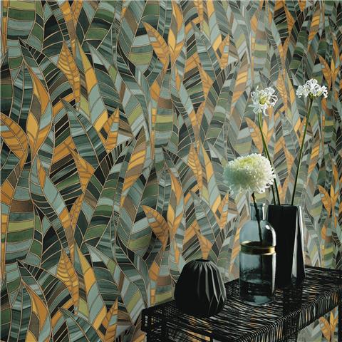 Elle 4 Wallpaper Serenade Leaves 10446-19 Petroleum