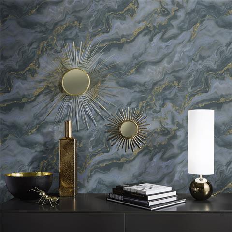 Elle 4 Wallpaper Mystic Spell Marble 10447-08 Blue