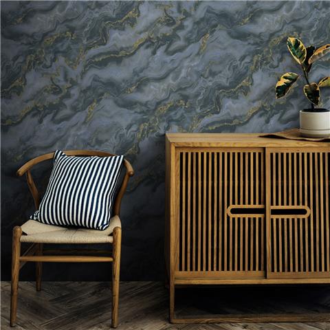 Elle 4 Wallpaper Mystic Spell Marble 10447-08 Blue