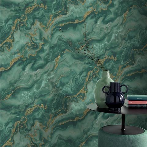 Elle 4 Wallpaper Mystic Spell Marble 10447-19 Petroleum