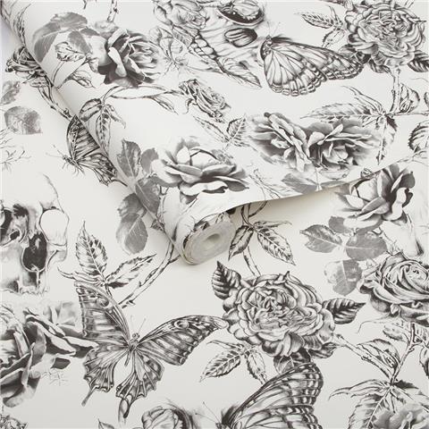 Graham and Brown Curiosity Wallpaper Collection Skull Roses 104560