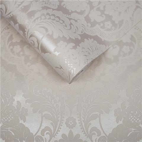 GRAHAM AND BROWN ESTABLISHED WALLPAPER COLLECTION GOTHIC DAMASK FLOCK 104564 Grey/Silver