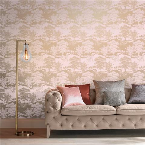GRAHAM AND BROWN Silhouette WALLPAPER COLLECTION Meadow 105229 Rose Gold