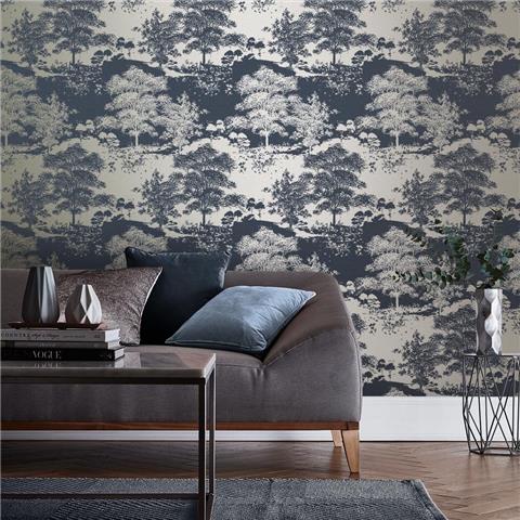 GRAHAM AND BROWN Silhouette WALLPAPER COLLECTION Meadow 105230 Notte