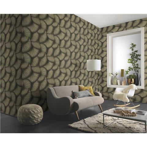 Erismann Fashion for Walls Twill Wallpaper 10525-15 Black/Gold