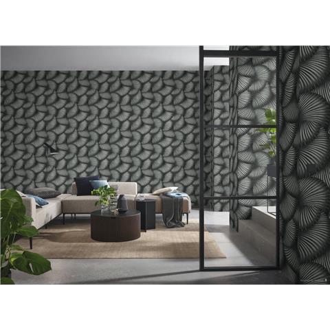 Erismann Fashion for Walls Twill Wallpaper 10525-29 Black/Silver