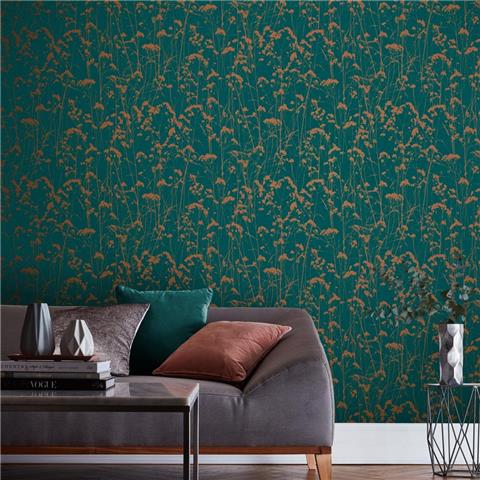 GRAHAM AND BROWN Silhouette WALLPAPER COLLECTION Grace 105459 Teal