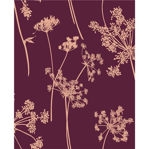 GRAHAM AND BROWN Silhouette WALLPAPER COLLECTION Anthriscus 105579 Plum