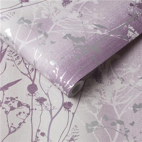 GRAHAM AND BROWN Floriculture WALLPAPER COLLECTION Wild Flower 105897 Plum