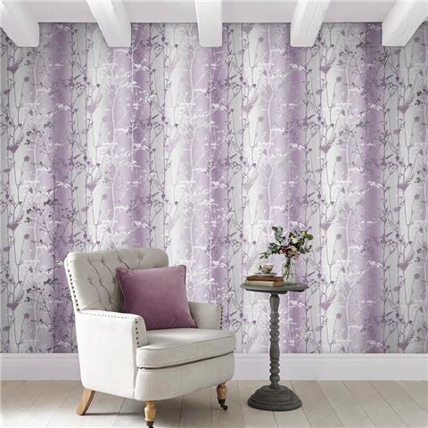 GRAHAM AND BROWN Floriculture WALLPAPER COLLECTION Wild Flower 105897 Plum