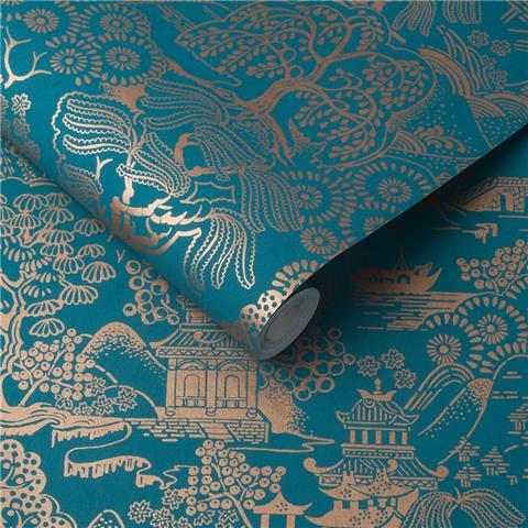 GRAHAM AND BROWN Imperial WALLPAPER COLLECTION Basuto 105932 Teal