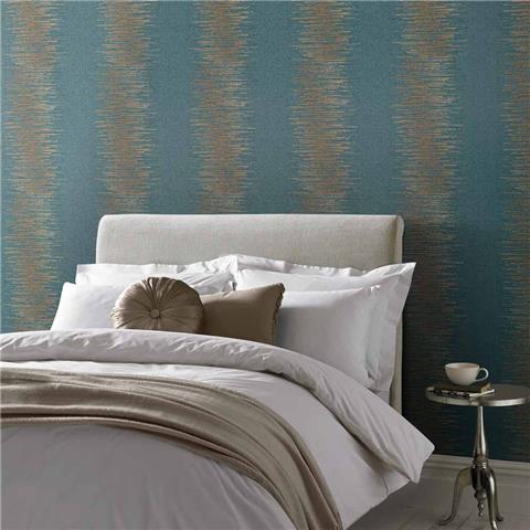 GRAHAM AND BROWN Imperial WALLPAPER COLLECTION Tornado Stripe 106393 Teal
