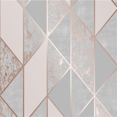 Super Fresco Milan Geo Textured Wallpaper 106407 Rose Gold