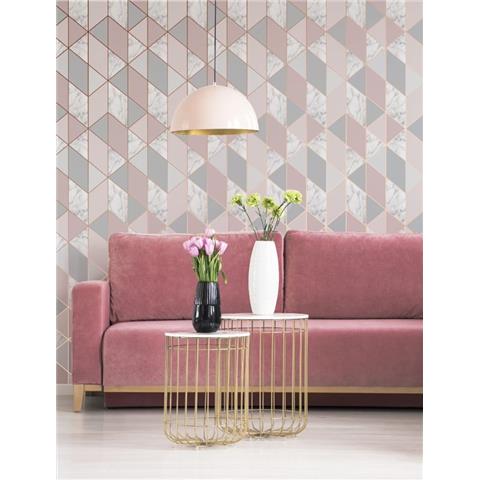 Graham and Brown Fresca Wallpaper marble geo 106503 pink
