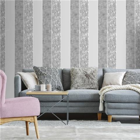 Super Fresco Milan Stripe Textured Wallpaper 106517 Silver