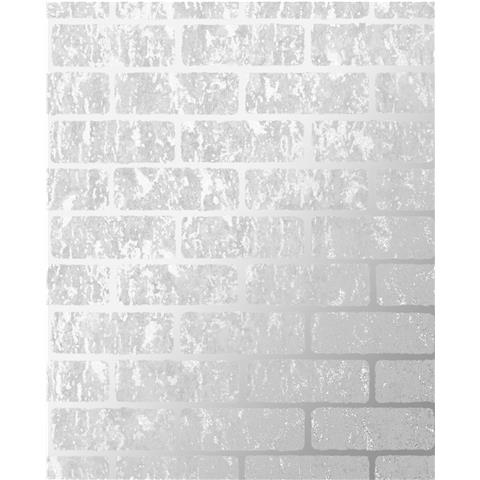 Super Fresco Milan Brick Textured Wallpaper 106523 Silver