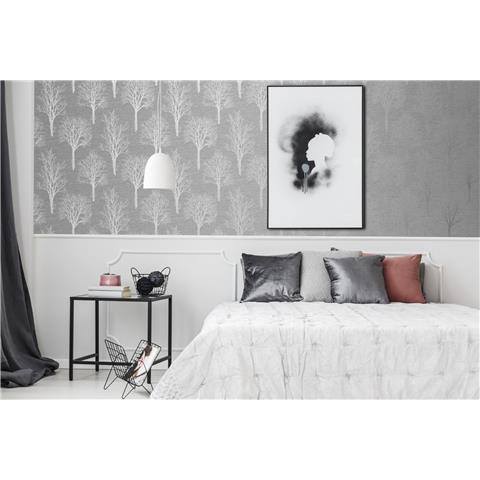 Tranquillity Landscape Wallpaper by Boutique 106665 Charcoal