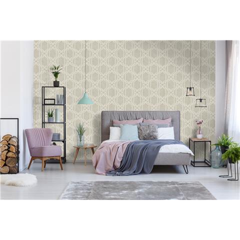 Tranquillity Deco Geometric Wallpaper by Boutique 106682 Taupe