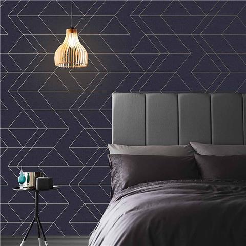 GRAHAM AND BROWN Oblique WALLPAPER COLLECTION Balance 106757 Navy/Gold