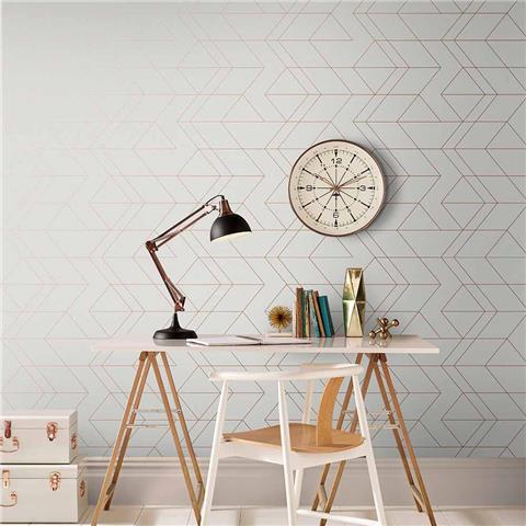 GRAHAM AND BROWN Oblique WALLPAPER COLLECTION Balance 106758 White/Rose