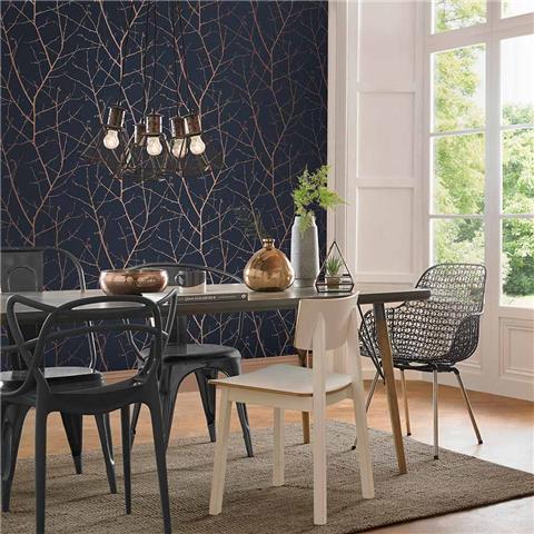 GRAHAM AND BROWN Silhouette WALLPAPER COLLECTION Boreas 107581 Midnight