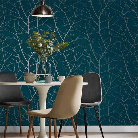 GRAHAM AND BROWN Silhouette WALLPAPER COLLECTION Boreas 107582 Teal