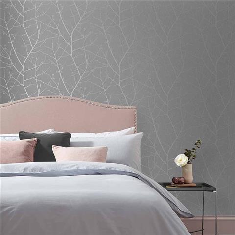 GRAHAM AND BROWN Silhouette WALLPAPER COLLECTION Boreas 107583 Deep grey