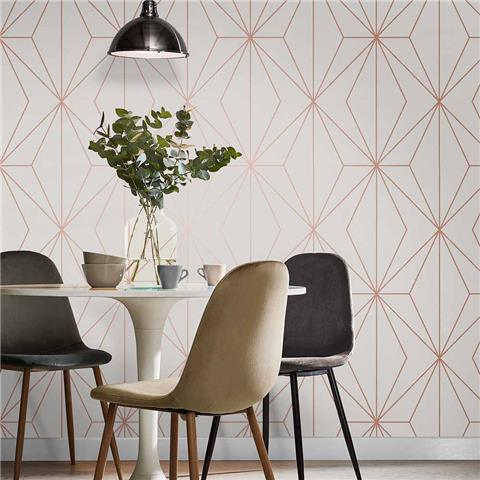 GRAHAM AND BROWN Oblique WALLPAPER COLLECTION Harmony 107589 White/Rose