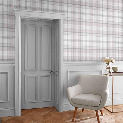 GRAHAM AND BROWN Oblique WALLPAPER COLLECTION Heritage Plaid 107594 Grey