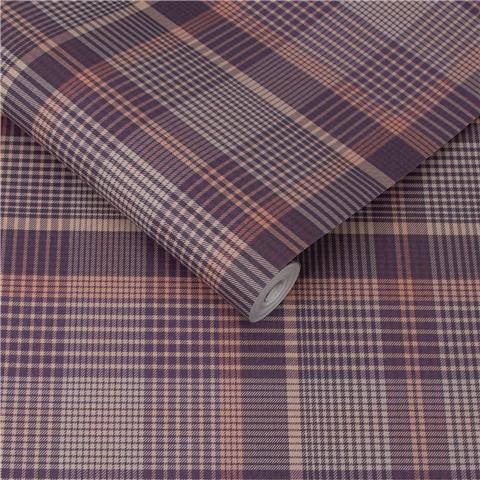 GRAHAM AND BROWN Oblique WALLPAPER COLLECTION Heritage Plaid 107597 Plum