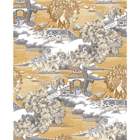 GRAHAM AND BROWN Imperial WALLPAPER COLLECTION Edo Toile 107885 Mustard