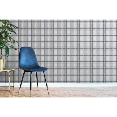 Graham and Brown Fresca Wallpaper iona check 108284 navy