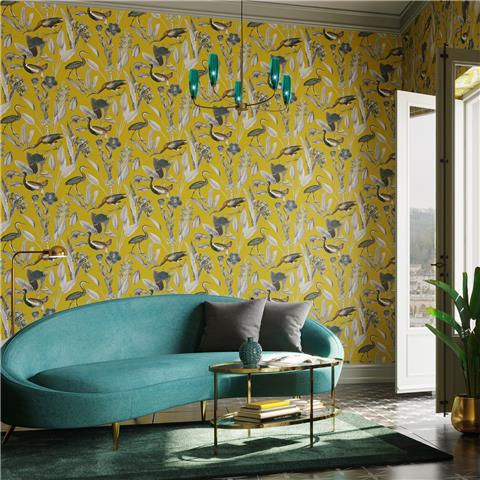 GRAHAM AND BROWN Explorer WALLPAPER COLLECTION Glasshouse 111720 Mustard