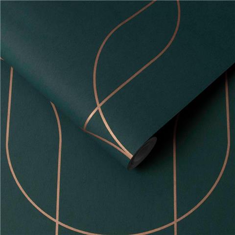 GRAHAM AND BROWN Oblique WALLPAPER COLLECTION Palais 112190 Green/Copper