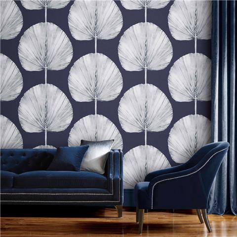 GRAHAM AND BROWN Explorer WALLPAPER COLLECTION Palm Fern 112195 Navy