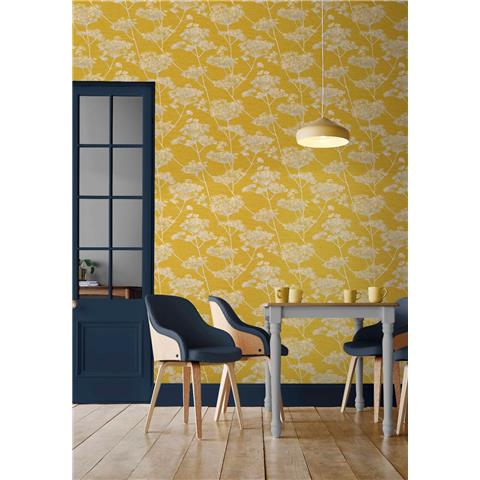 GRAHAM AND BROWN Floriculture WALLPAPER COLLECTION Hortus 112206 Mustard