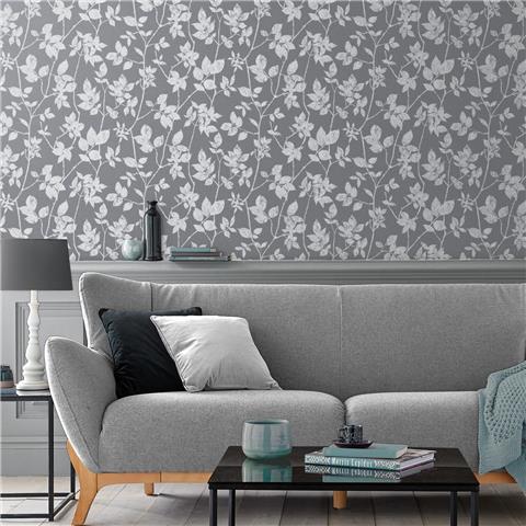 GRAHAM AND BROWN Silhouette WALLPAPER COLLECTION Luna 113947 Grey/Rose Gold