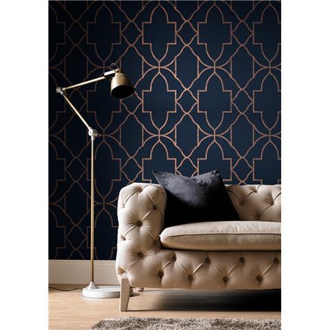 GRAHAM AND BROWN Imperial WALLPAPER COLLECTION Versailles 113962 Navy