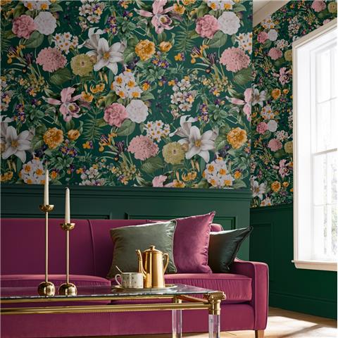 GRAHAM AND BROWN Explorer WALLPAPER COLLECTION Glasshouse Floral 113963 Emerald