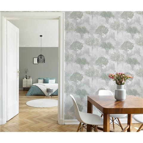 Super Fresco Easy Zen Birch Wallpaper 119560 Sage