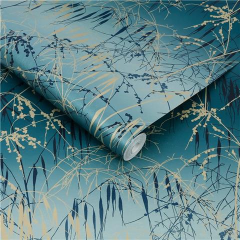 Clarissa Hulse Meadow Grass Wallpaper 120391 Teal/Soft Gold