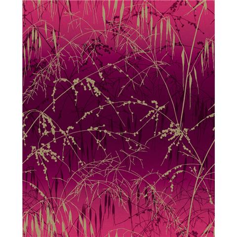 Clarissa Hulse Meadow Grass Wallpaper 120396 Damson/Soft Gold