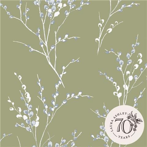 LAURA ASHLEY WALLPAPER Pussy Willow 121074 Moss green