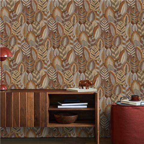Super Fresco Easy Sublime Solace Arty Leaves Wallpaper 121127 Brown