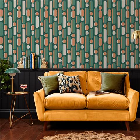 Envy Morse Wallpaper 122356 Green/Rust
