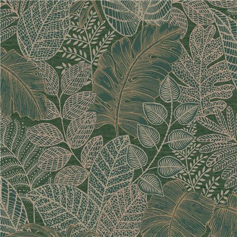 Super Fresco Easy Sublime Solace Scattered Leaves Wallpaper 122423 Forest Green