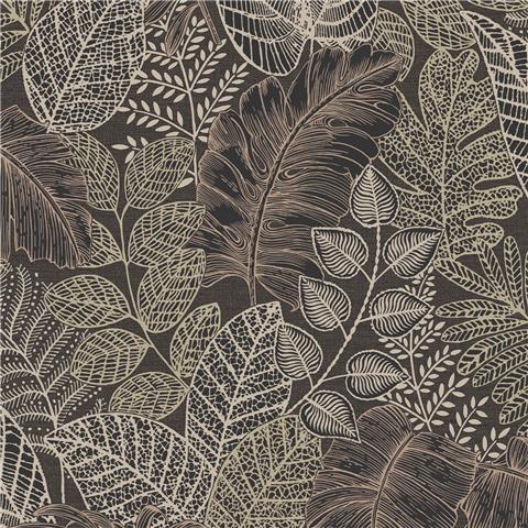 Super Fresco Easy Sublime Solace Scattered Leaves Wallpaper 122425 Charcoal