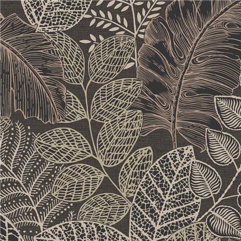 Super Fresco Easy Sublime Solace Scattered Leaves Wallpaper 122425 Charcoal