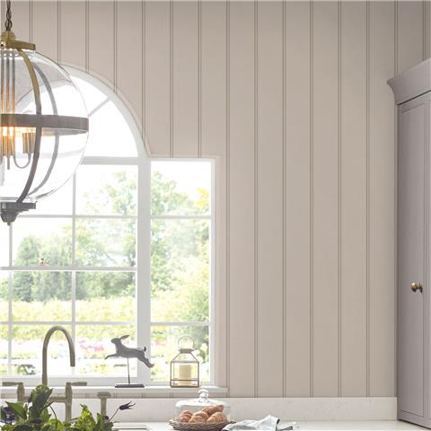 Laura Ashley Wallpaper Chalford Wood Panelling 122759 Dove Grey